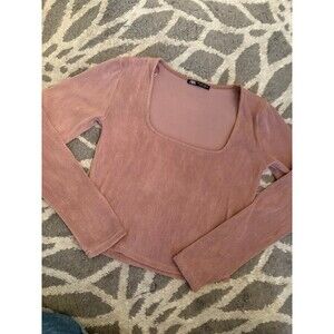 Mauve Pink Textured Crepe Zara Long Sleeve Crop Top